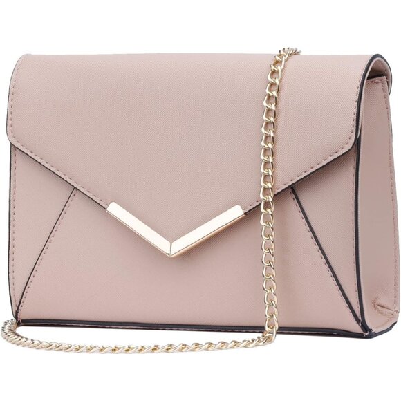 ⚡ Women's Cream Leather Elegant Snap Closure Envelope Foldover Clutch Bag - Picture 2 of 7